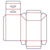 Krabica so šikmým vekom s vešiakom - rozkrój