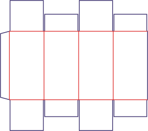 Krabicové štyri klapky - rozkrój